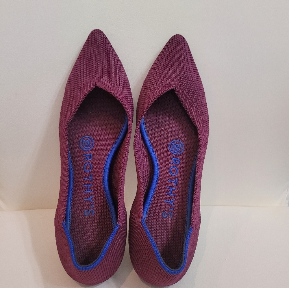 Rothy's The Point Women's Size 5 W US Burgundy Pointed Toe Slip On Flat Shoes - Picture 5 of 15